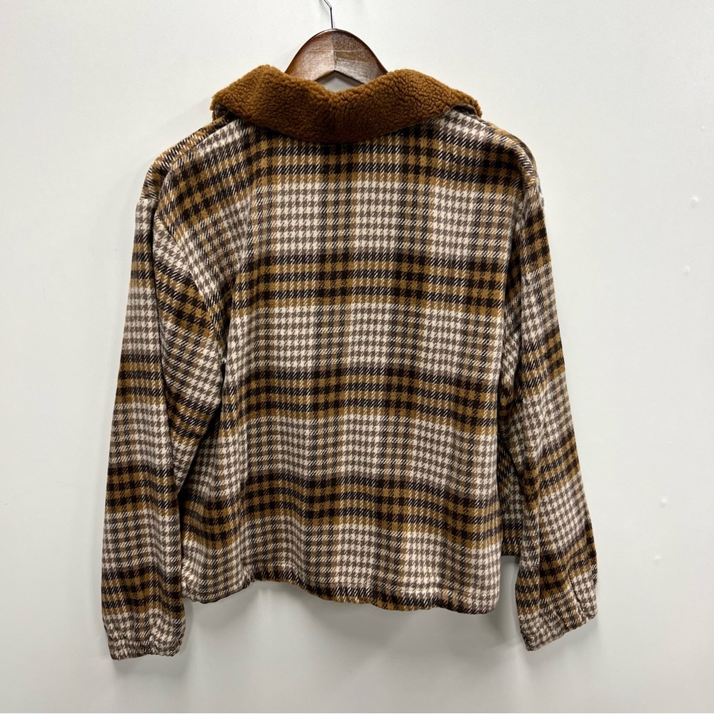 Brown Plaid Lightweight Button Jacket - image 4